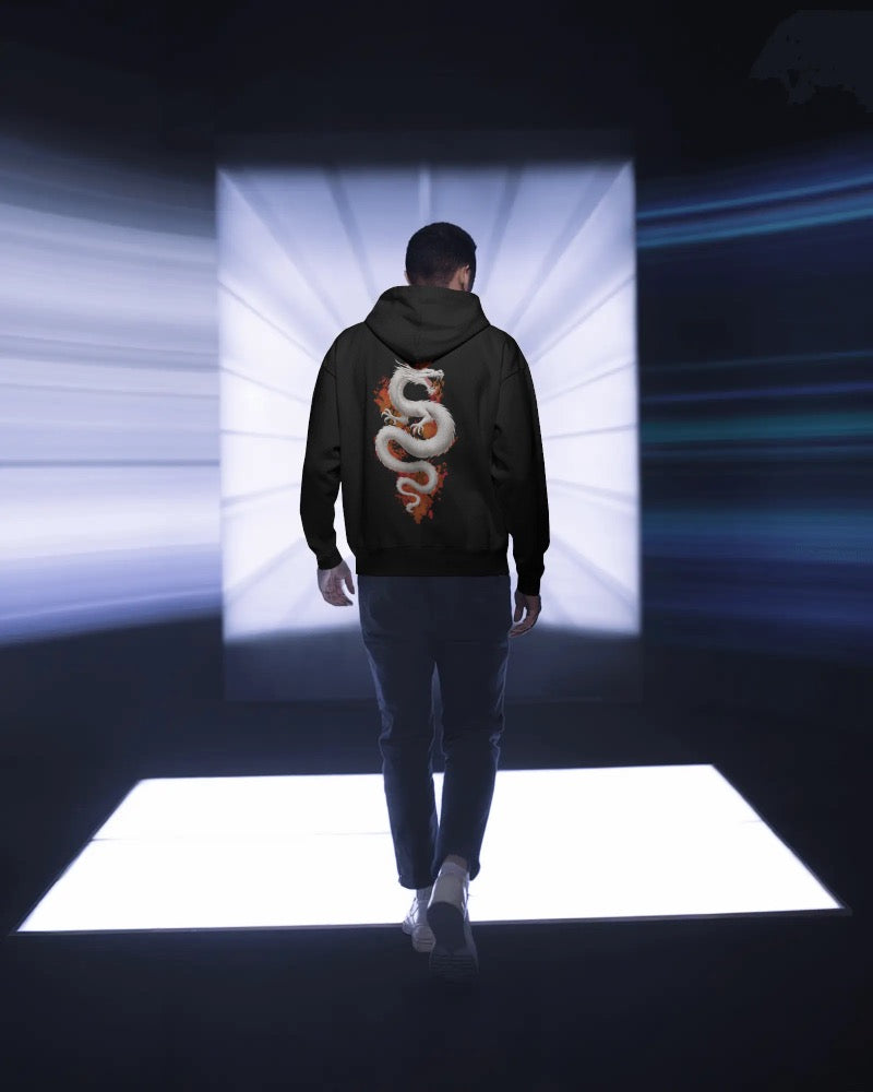 White Dragon Orange Flames